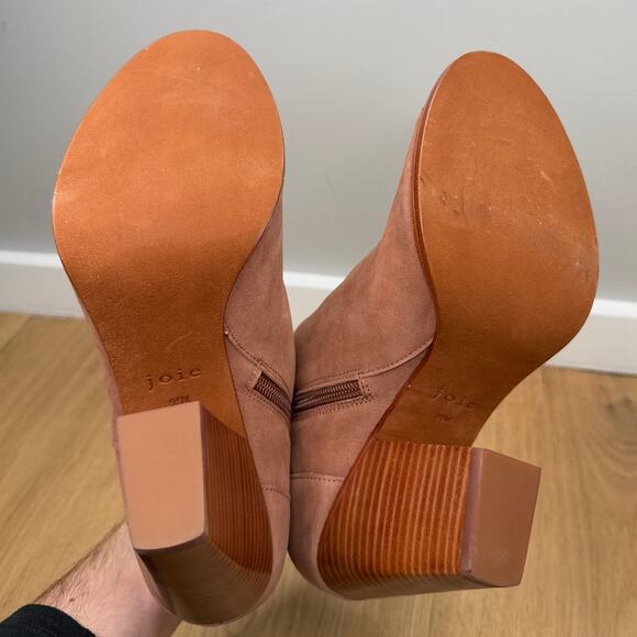 NEW Joie Diya Open Toe High Heel Zippered Bootie in Cognac Brown Leather - Picture 10 of 12